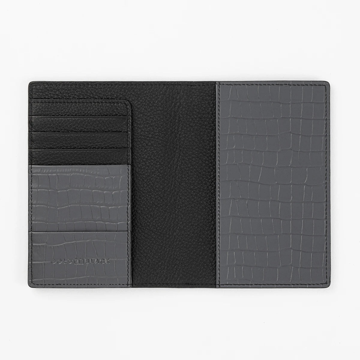 CrocPrestige – Reisepassetui aus echtem Leder in Grau - GOLDBLACKpremium