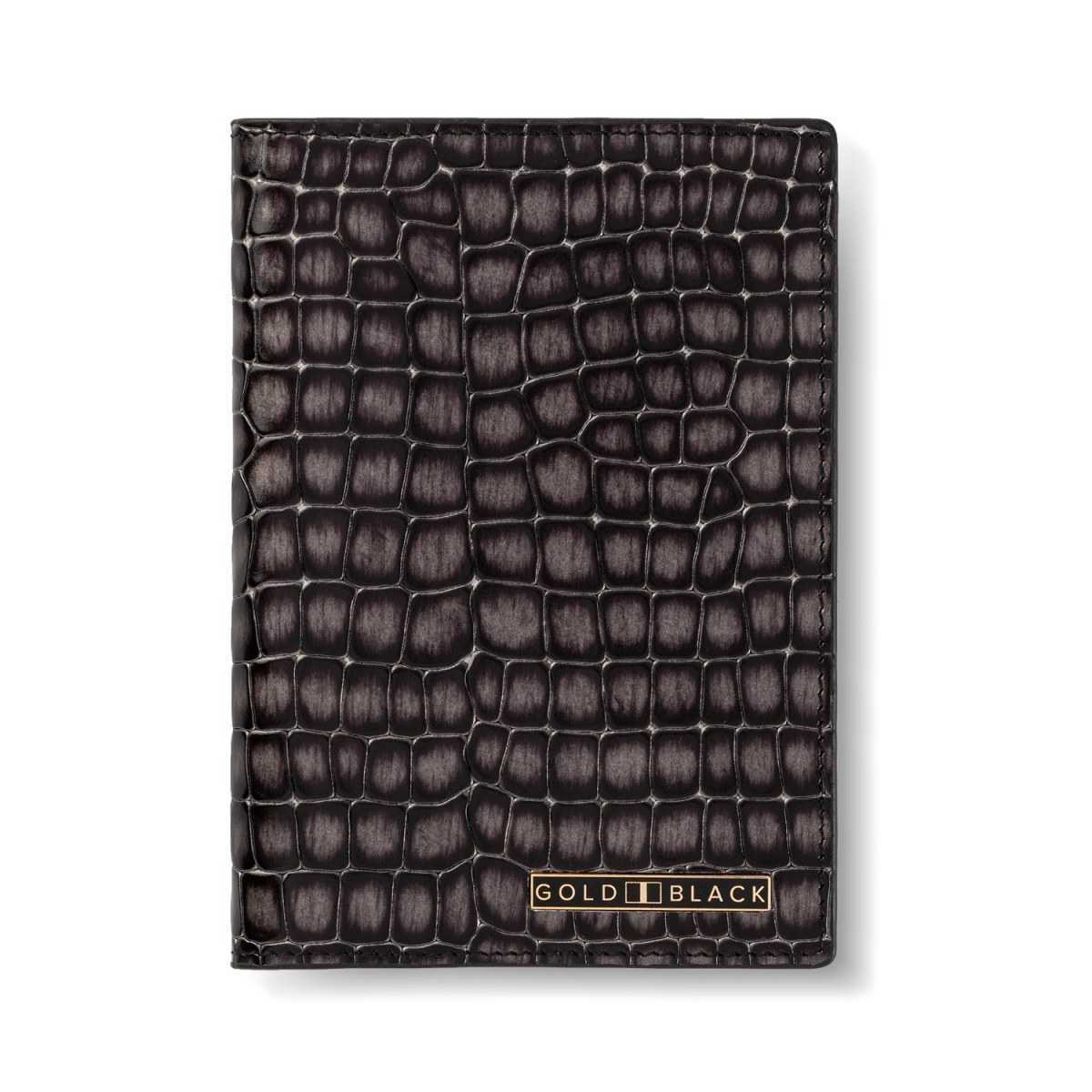 Milano – Reisepassetui aus echtem Leder mit Krokodilhautprägung - GOLDBLACKpremium