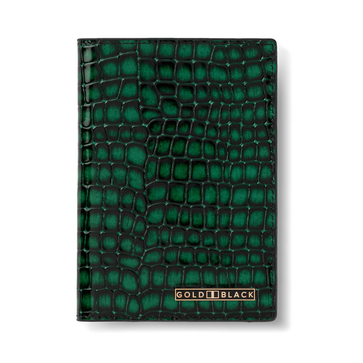 Milano – Reisepassetui aus echtem Leder mit Krokodilhautprägung - GOLDBLACKpremium