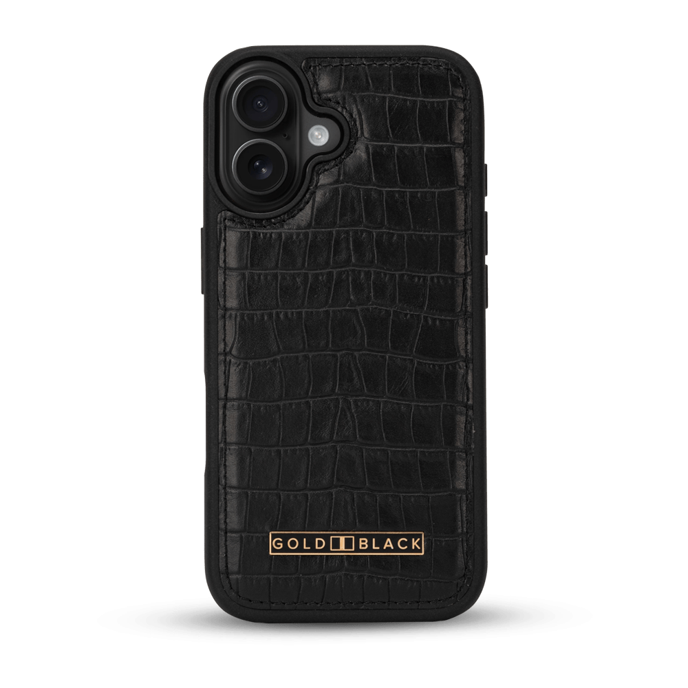 iPhone 17 Lederhülle CrocPrestige - MagSafe kompatibel - GOLDBLACKpremium
