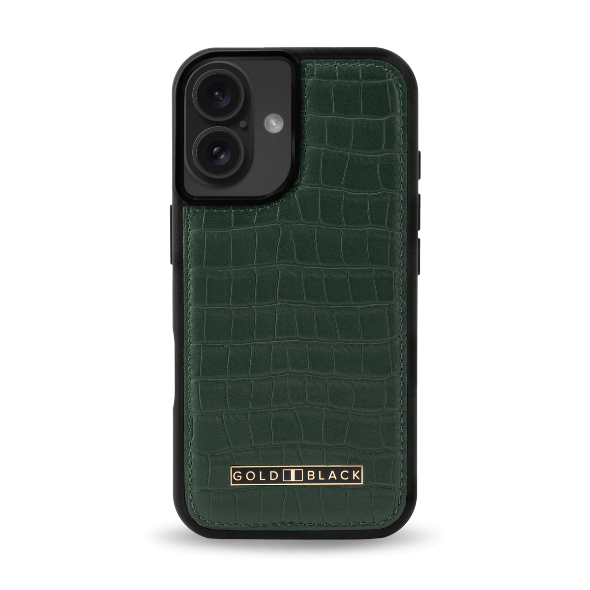 iPhone 16 Lederhülle CrocPrestige grün - GOLDBLACKpremium