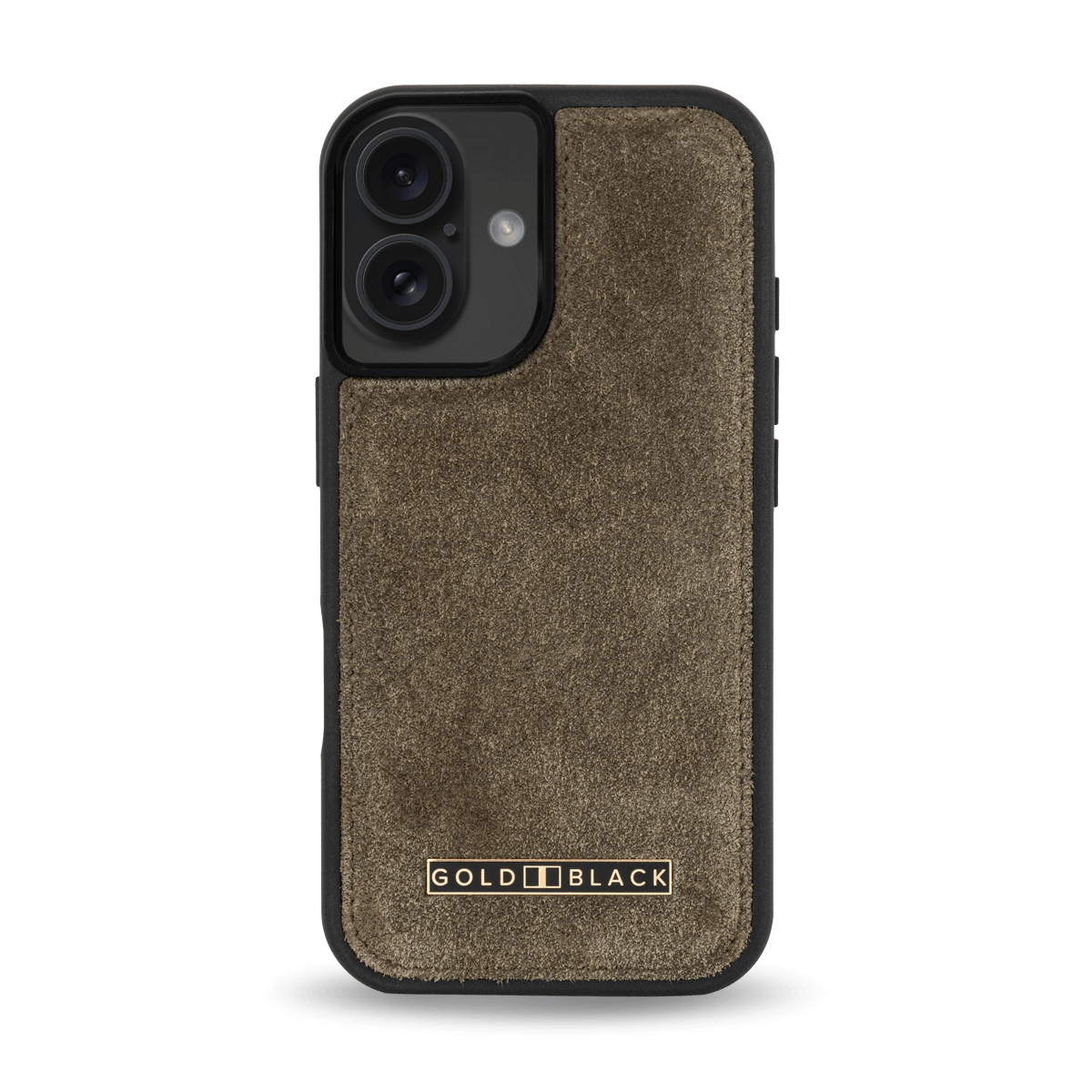 iPhone 16 Lederhülle Luxe Suede - GOLDBLACKpremium
