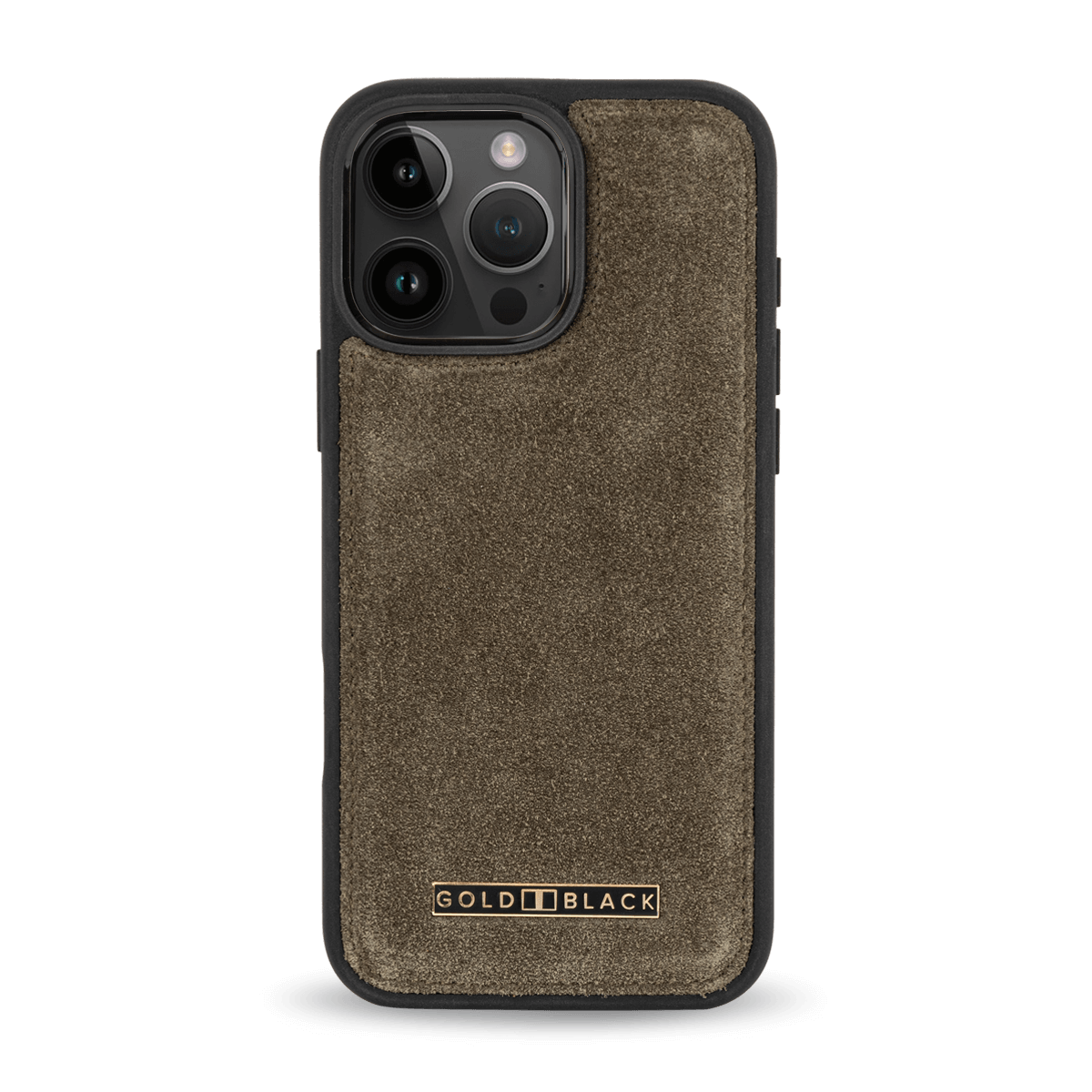 iPhone 16 Pro Max Lederhülle Luxe Suede Khaki Grün - GOLDBLACKpremium