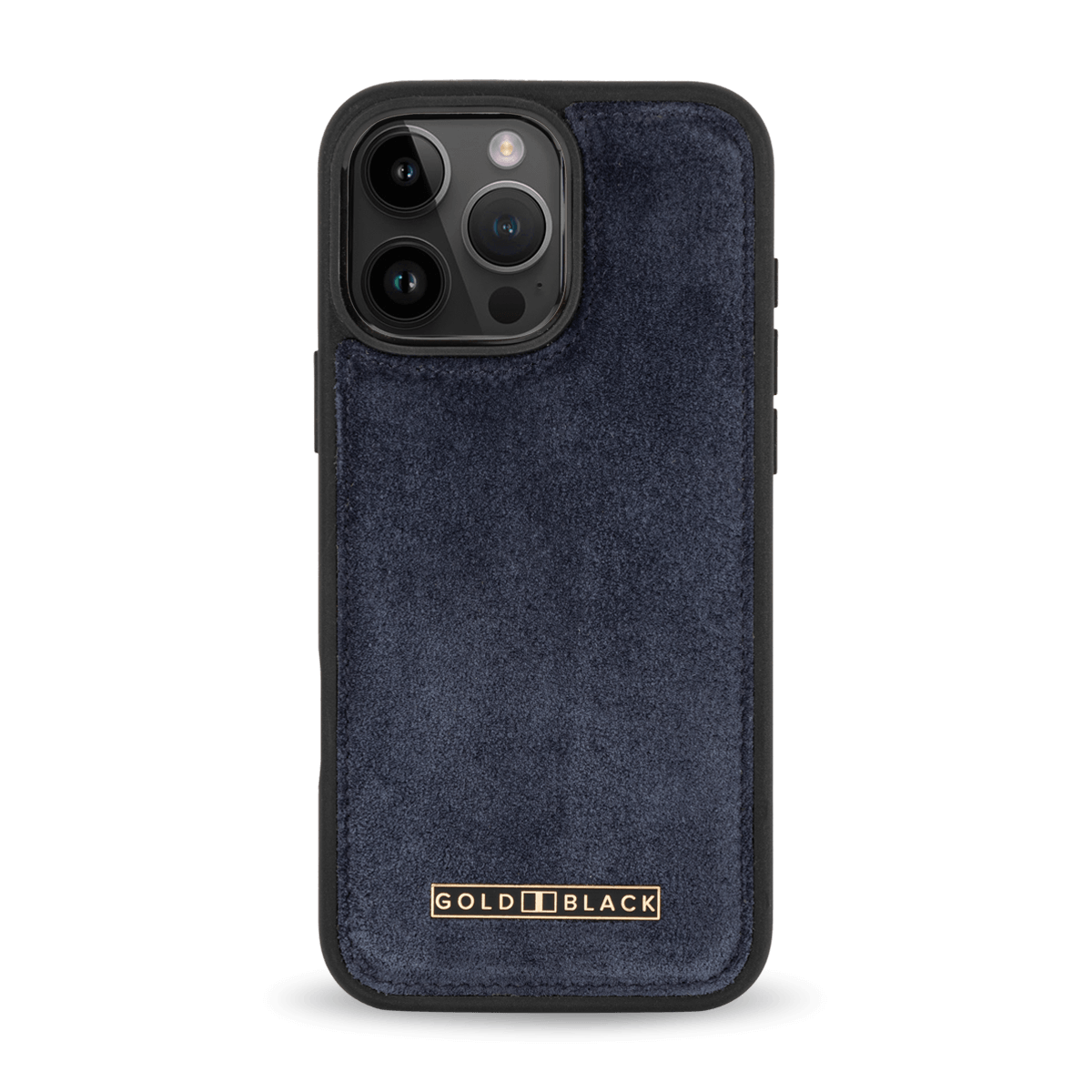 iPhone 16 Pro Max Lederhülle Luxe Suede Navy Blau - GOLDBLACKpremium