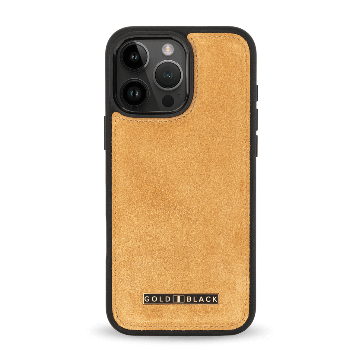 iPhone 16 Pro Max Lederhülle Luxe Suede Mustard - GOLDBLACKpremium