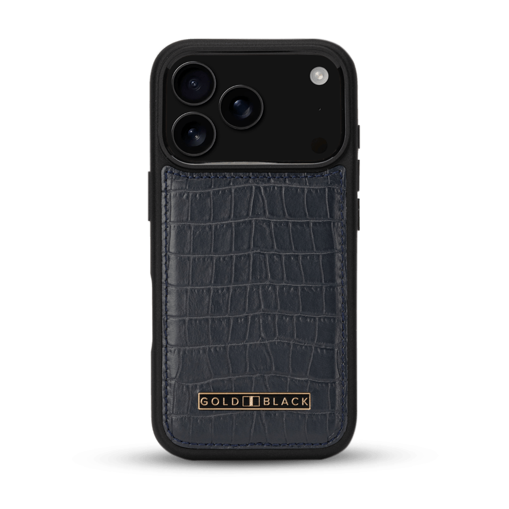iPhone 17 Pro Lederhülle CrocPrestige - MagSafe kompatibel - GOLDBLACKpremium
