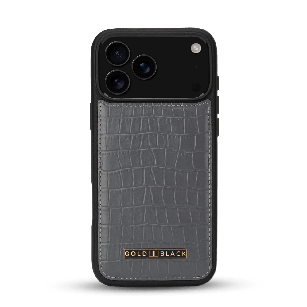 iPhone 17 Pro Max Lederhülle CrocPrestige - MagSafe kompatibel - GOLDBLACKpremium