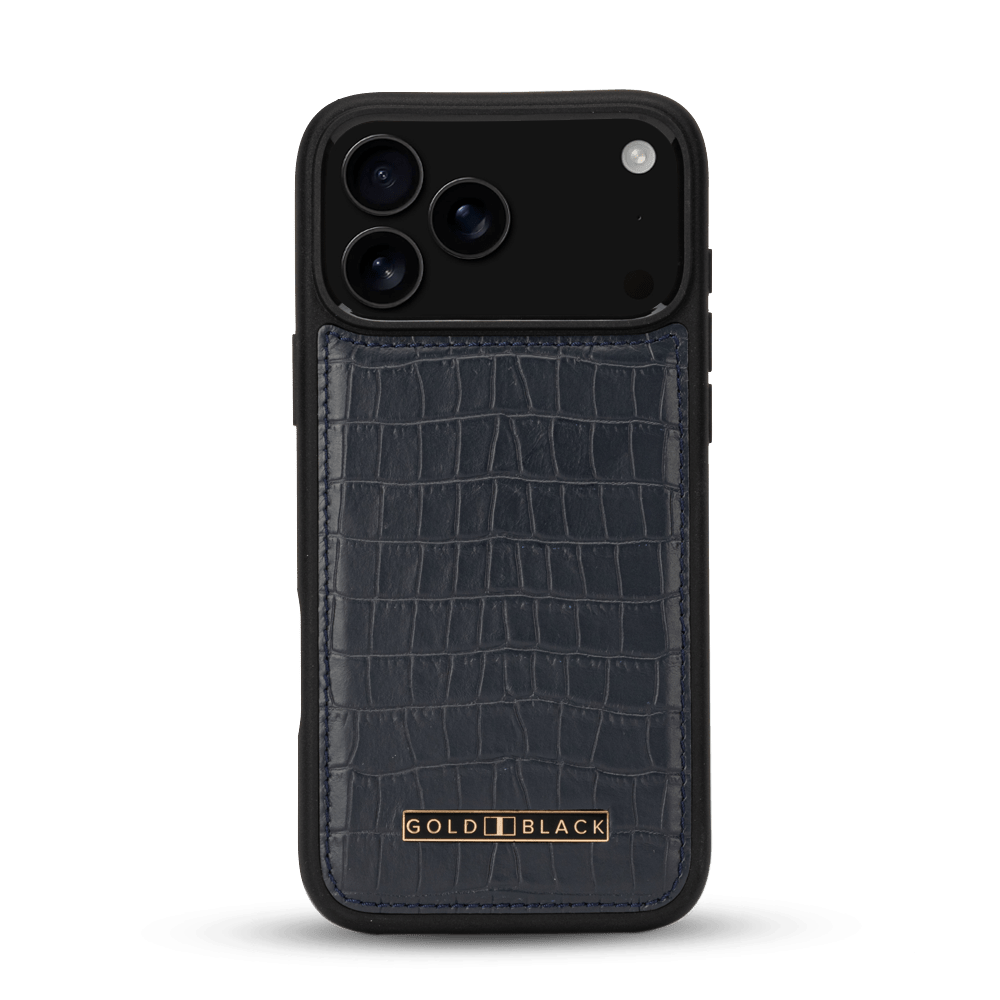 iPhone 17 Pro Max Lederhülle CrocPrestige - MagSafe kompatibel - GOLDBLACKpremium