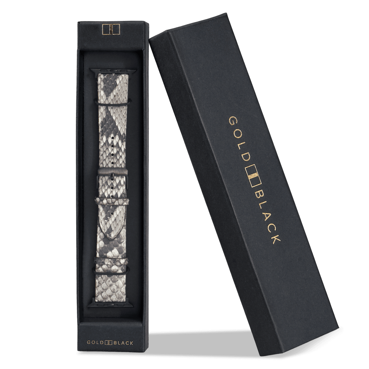 Apple Watch Armband Pythonleder natural (Adapter schwarz) - GOLDBLACKpremium