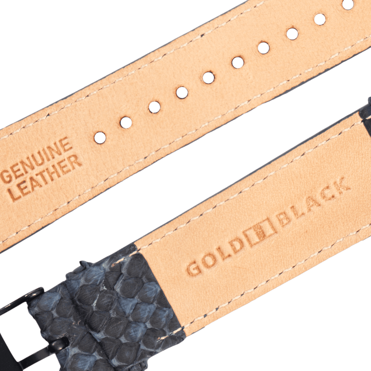 Apple Watch Armband Pythonleder navy blau (Adapter schwarz) - GOLDBLACKpremium