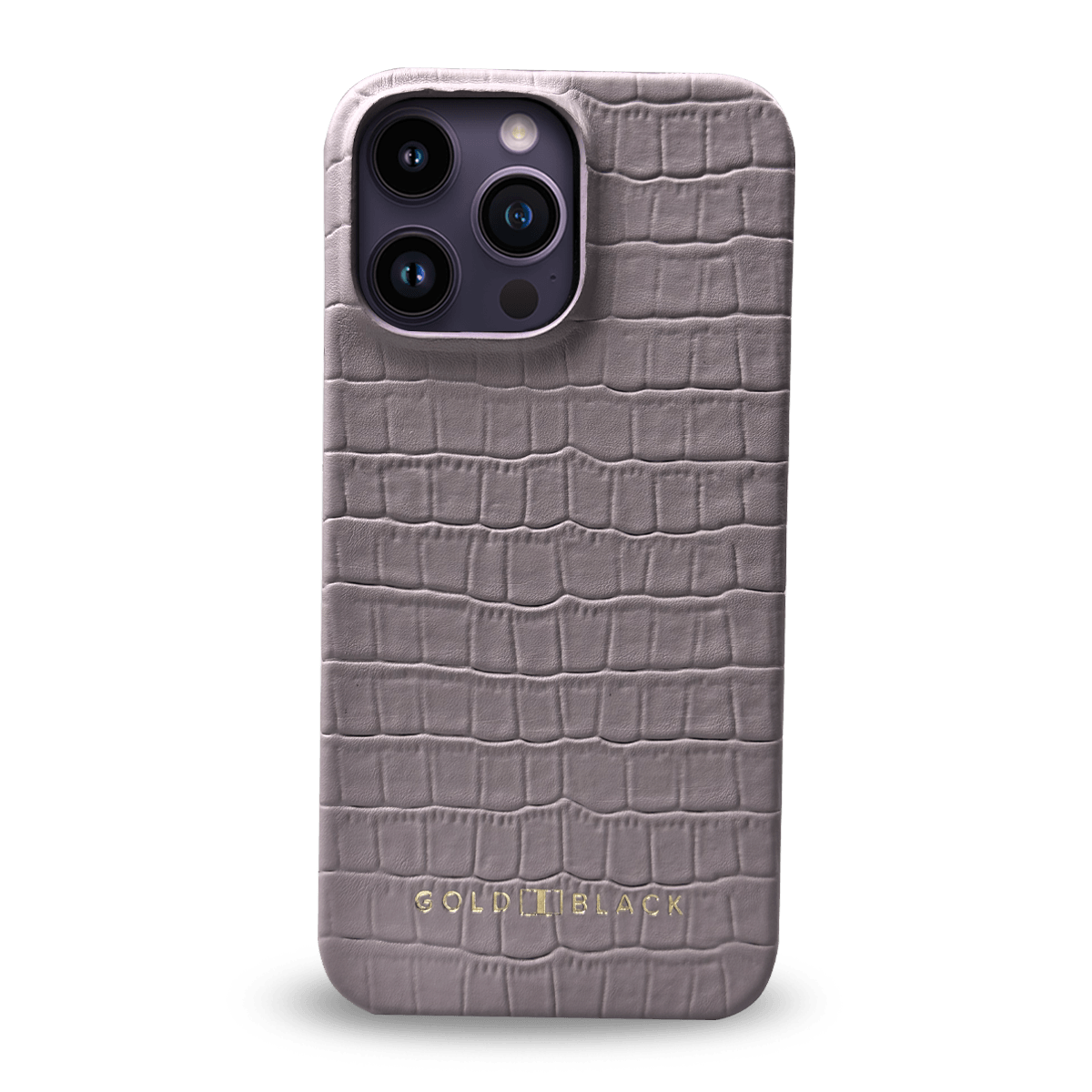 iPhone 14 Pro Max Slim Lederhülle Kroko-Prägung lila - GOLDBLACKpremium