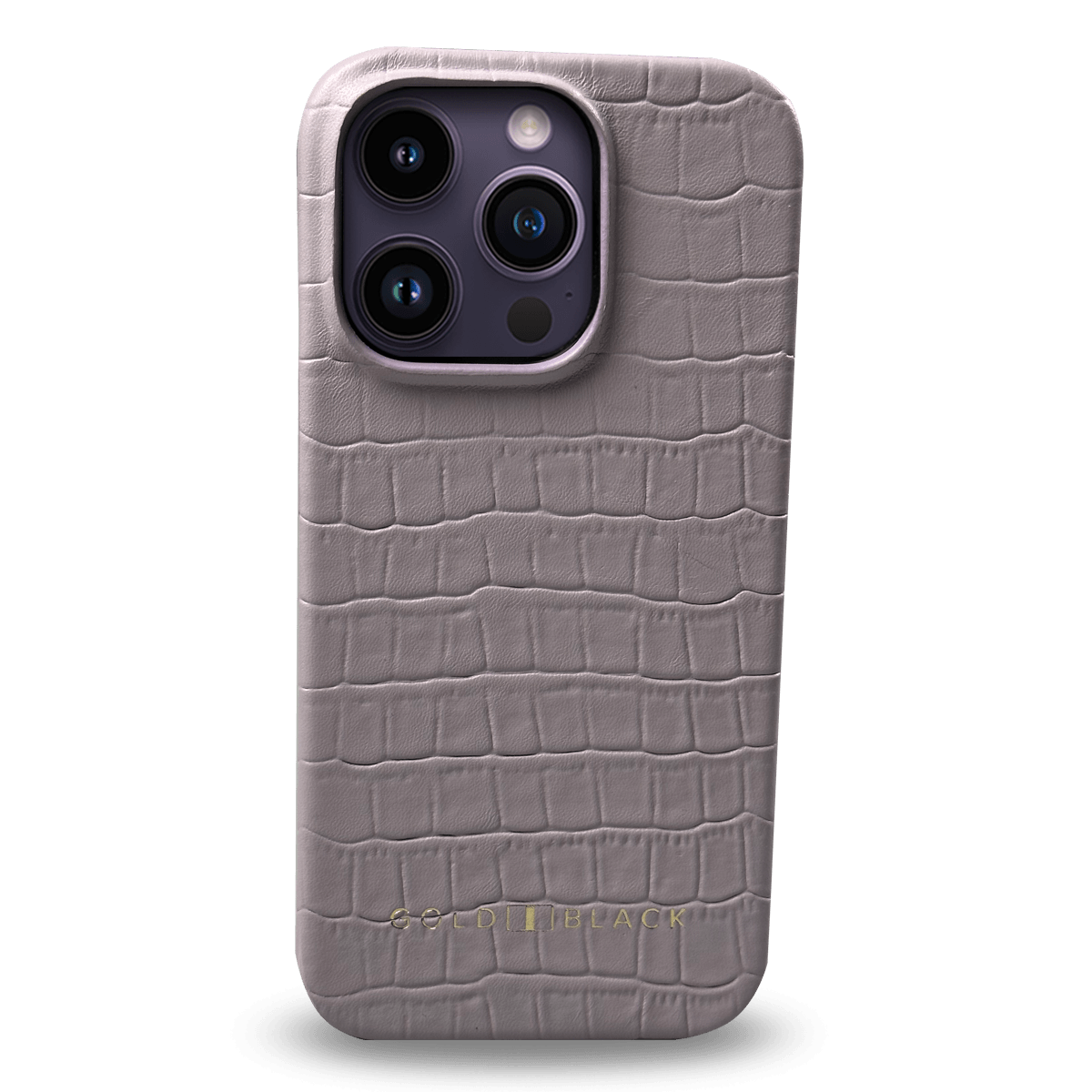 iPhone 14 Pro Slim Lederhülle Kroko-Prägung lila - GOLDBLACKpremium