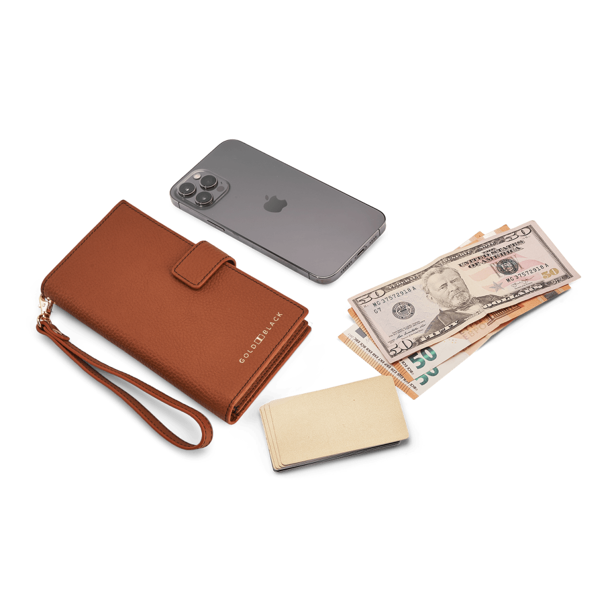 Billion Geldbörse mit Handyfach aus Nappaleder Braun - GOLDBLACKpremium