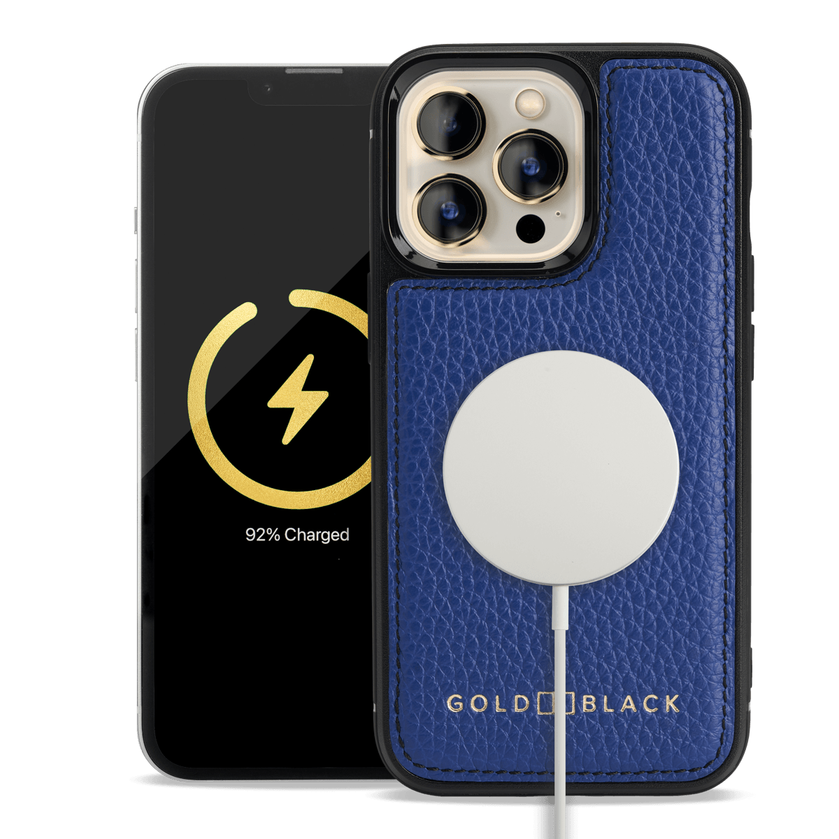 iPhone 13 Pro MagSafe Leder Case Nappa blau - GOLDBLACKpremium