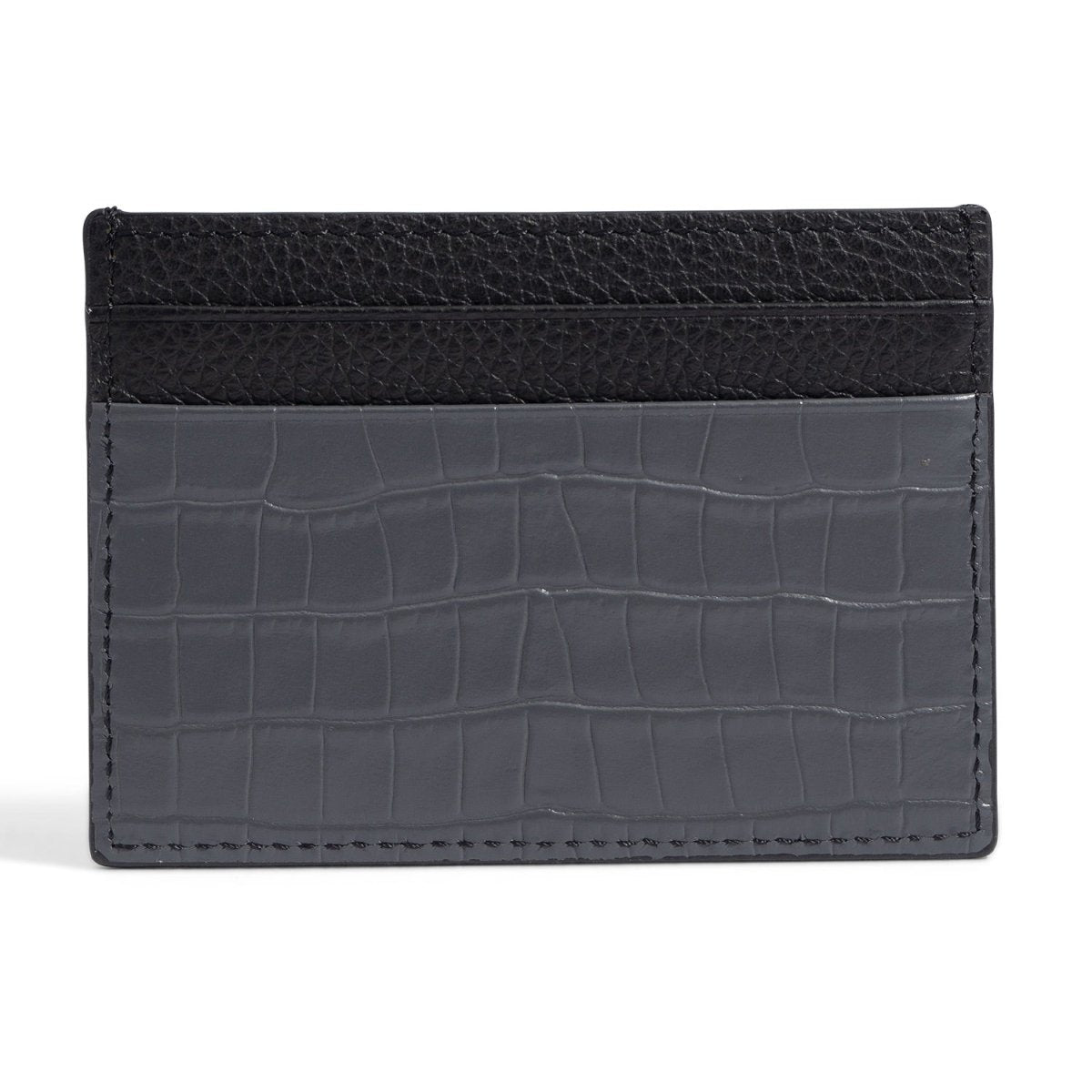 Kartenetui CrocPrestige aus echtem Leder in grau - GOLDBLACKpremium