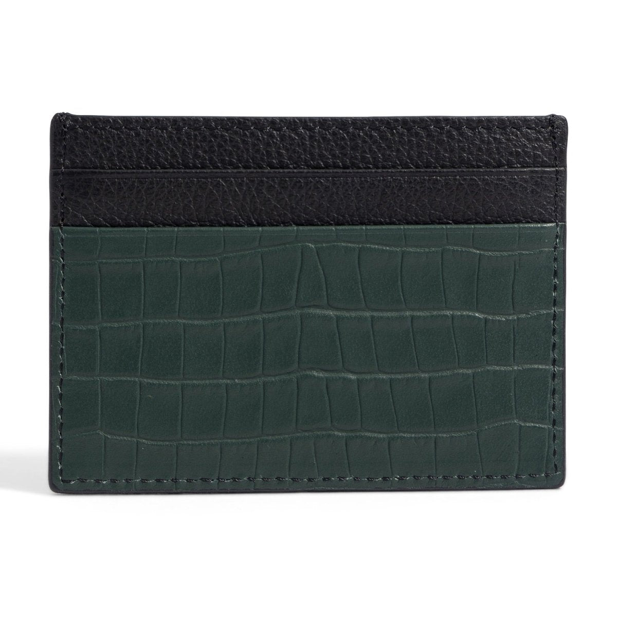 Kartenetui CrocPrestige aus echtem Leder in grün - GOLDBLACKpremium