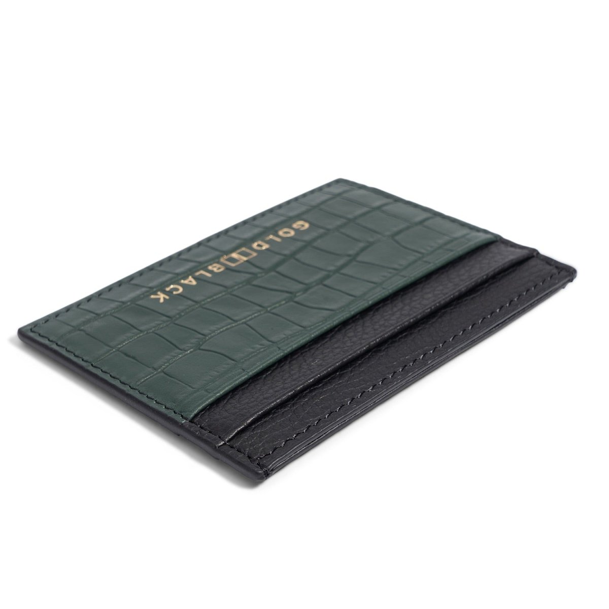 Kartenetui CrocPrestige aus echtem Leder in grün - GOLDBLACKpremium