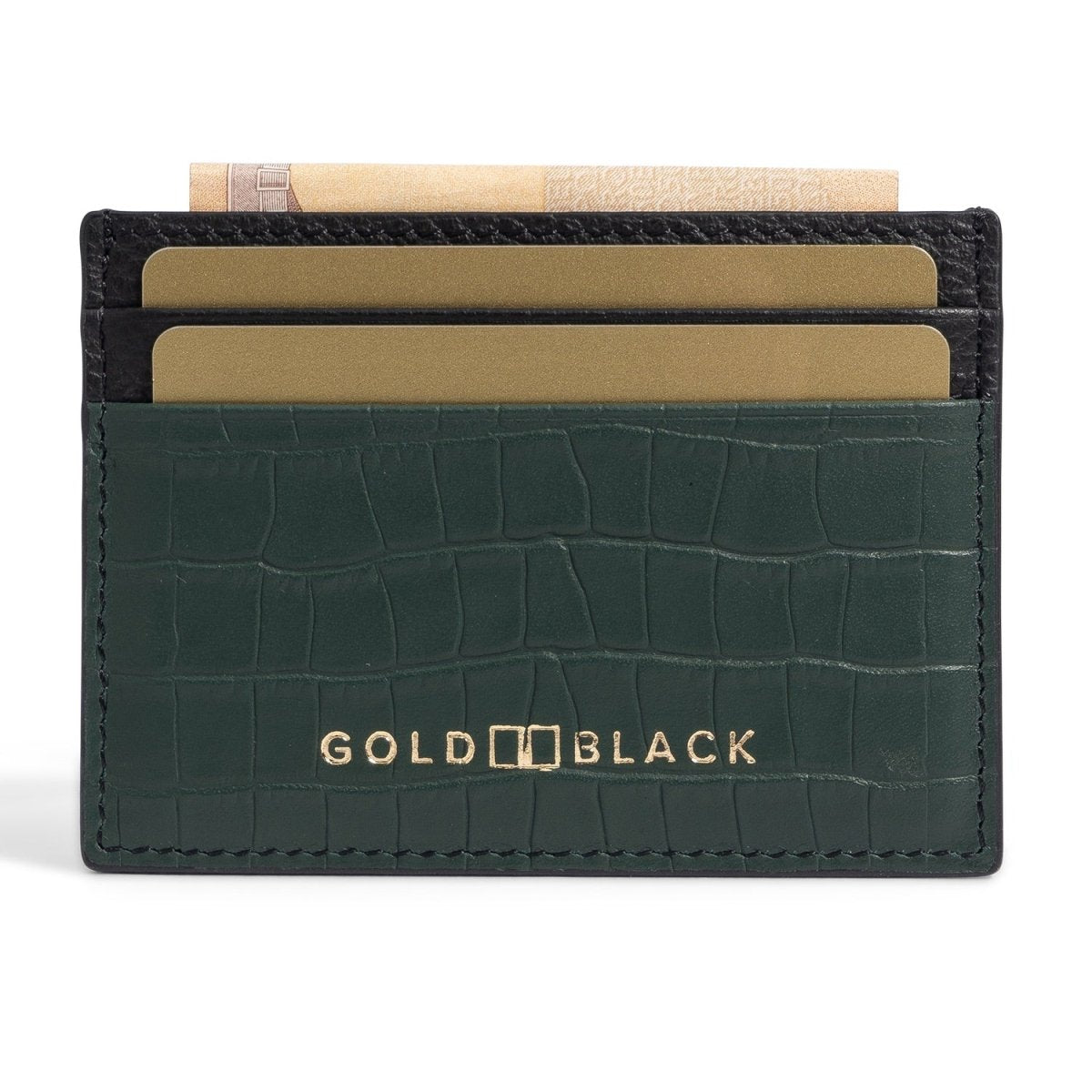 Kartenetui CrocPrestige aus echtem Leder in grün - GOLDBLACKpremium
