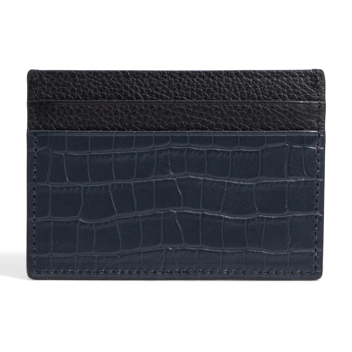 Kartenetui CrocPrestige aus echtem Leder in navy blau - GOLDBLACKpremium