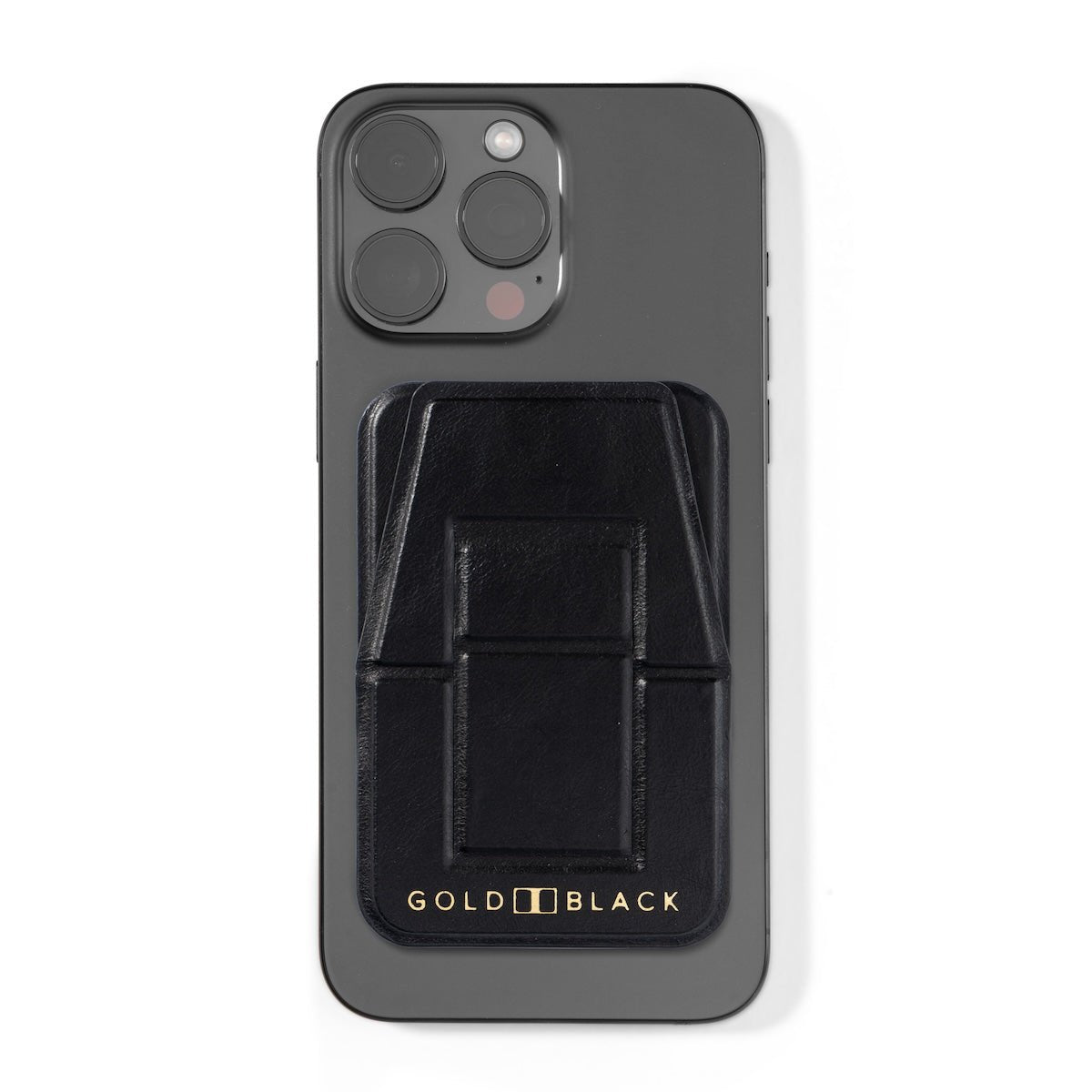 MagFlex Leder Handy Ständer Luxe schwarz mit Fingerhalter - GOLDBLACKpremium