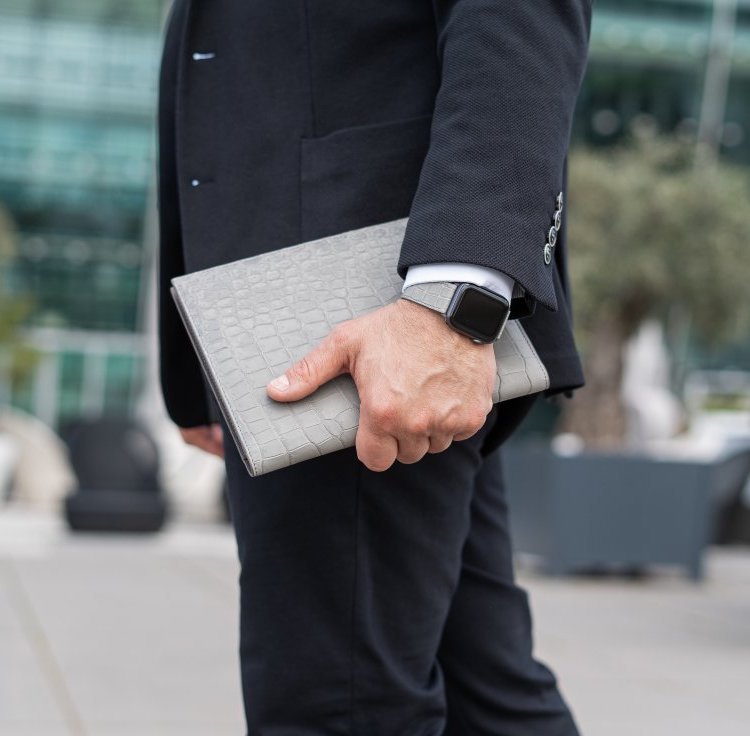 Notizbuch Krokodilleder Grau Limited Edition - GOLDBLACKpremium