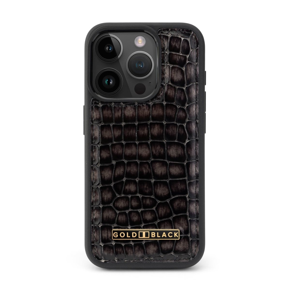 iPhone 15 Pro Lederhülle Milano-Design grau - GOLDBLACKpremium