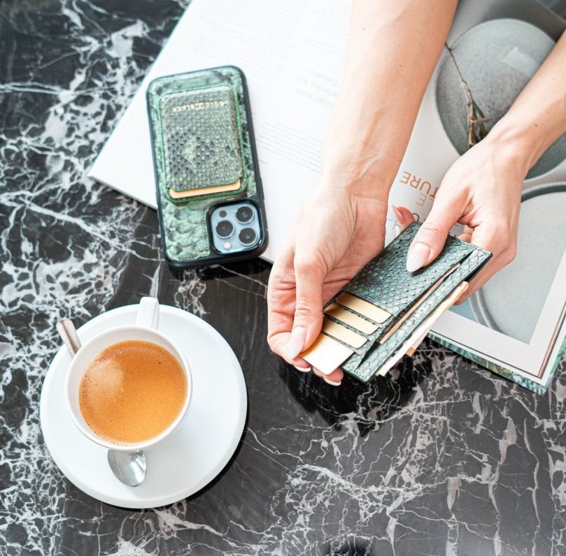 Royal Kartenetui Pythonleder Dunkelgrün - GOLDBLACKpremium