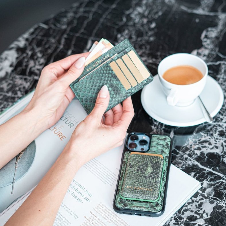 Royal Kartenetui Pythonleder Dunkelgrün - GOLDBLACKpremium