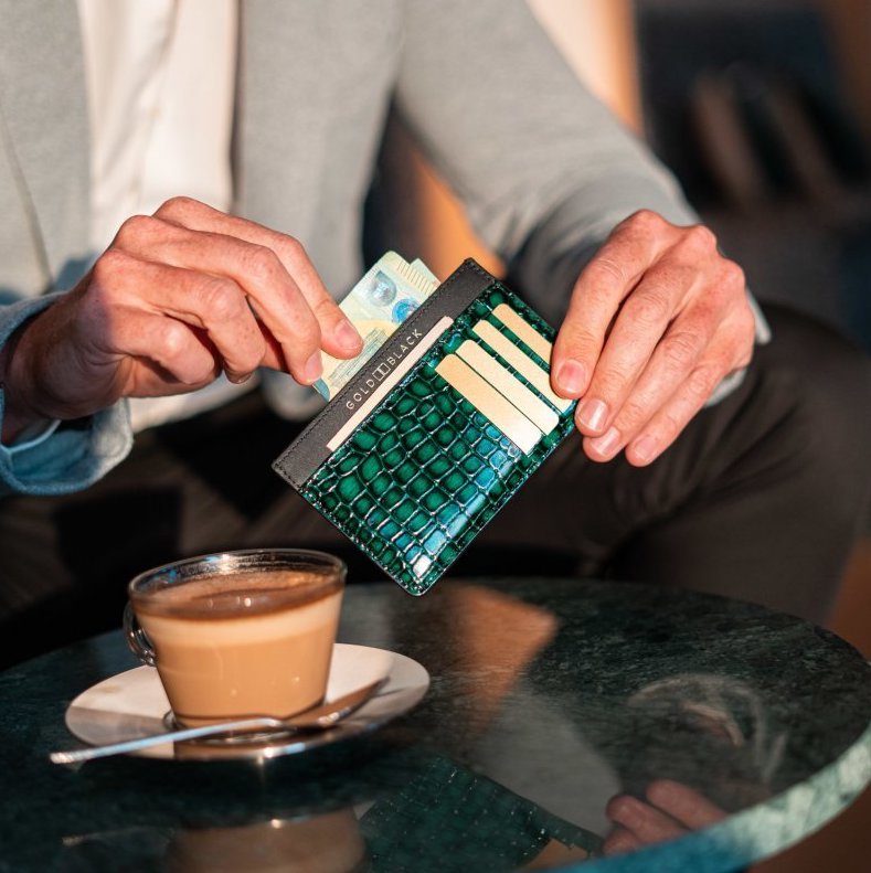 Royal Kartenetui Leder Milano-Design Grün - GOLDBLACKpremium