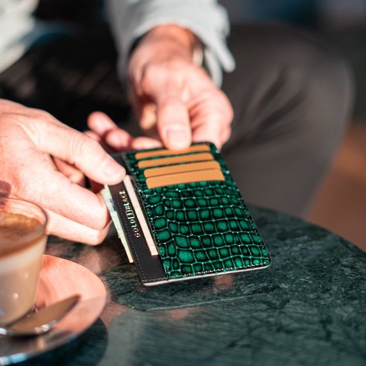 Royal Kartenetui Leder Milano-Design Grün - GOLDBLACKpremium