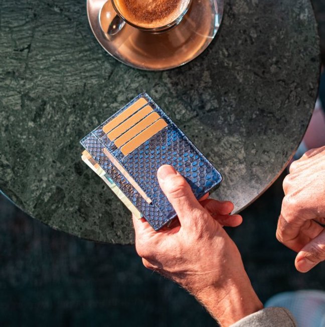 Royal Kartenetui Pythonleder Blau - GOLDBLACKpremium