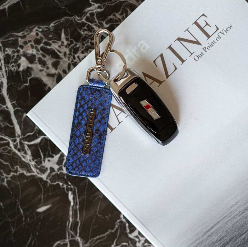 Schlüsselanhänger Pythonleder blau - GOLDBLACKpremium