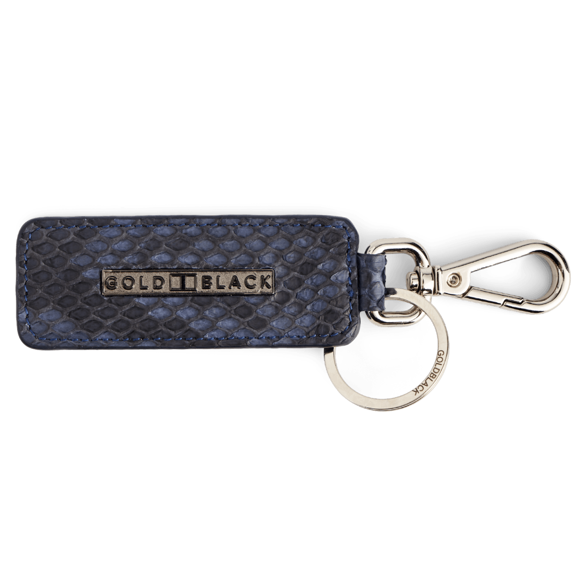 Schlüsselanhänger Pythonleder navy blau - GOLDBLACKpremium