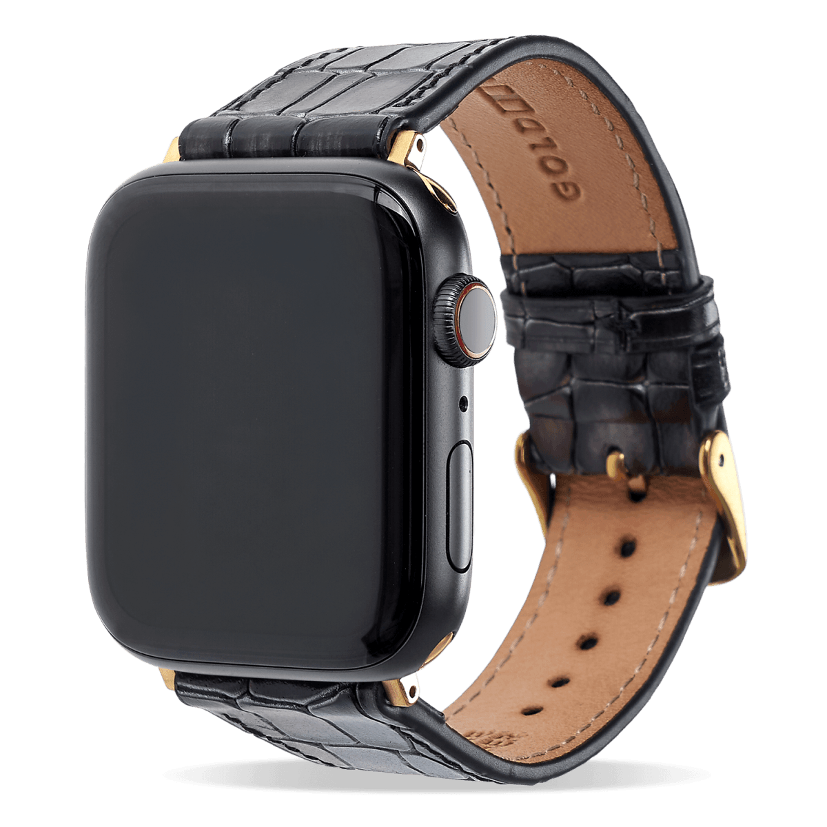 Apple Watch Leder Armband MILANO-Design grau (Adapter gold)) - GOLDBLACKpremium