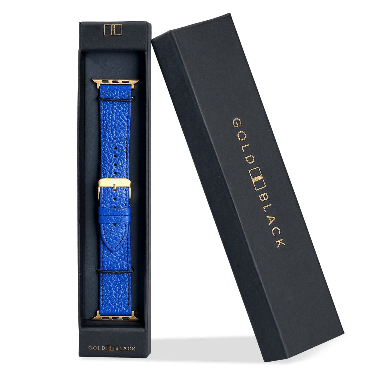 Apple Watch Leder Armband Nappa blau (Adapter gold) - GOLDBLACKpremium