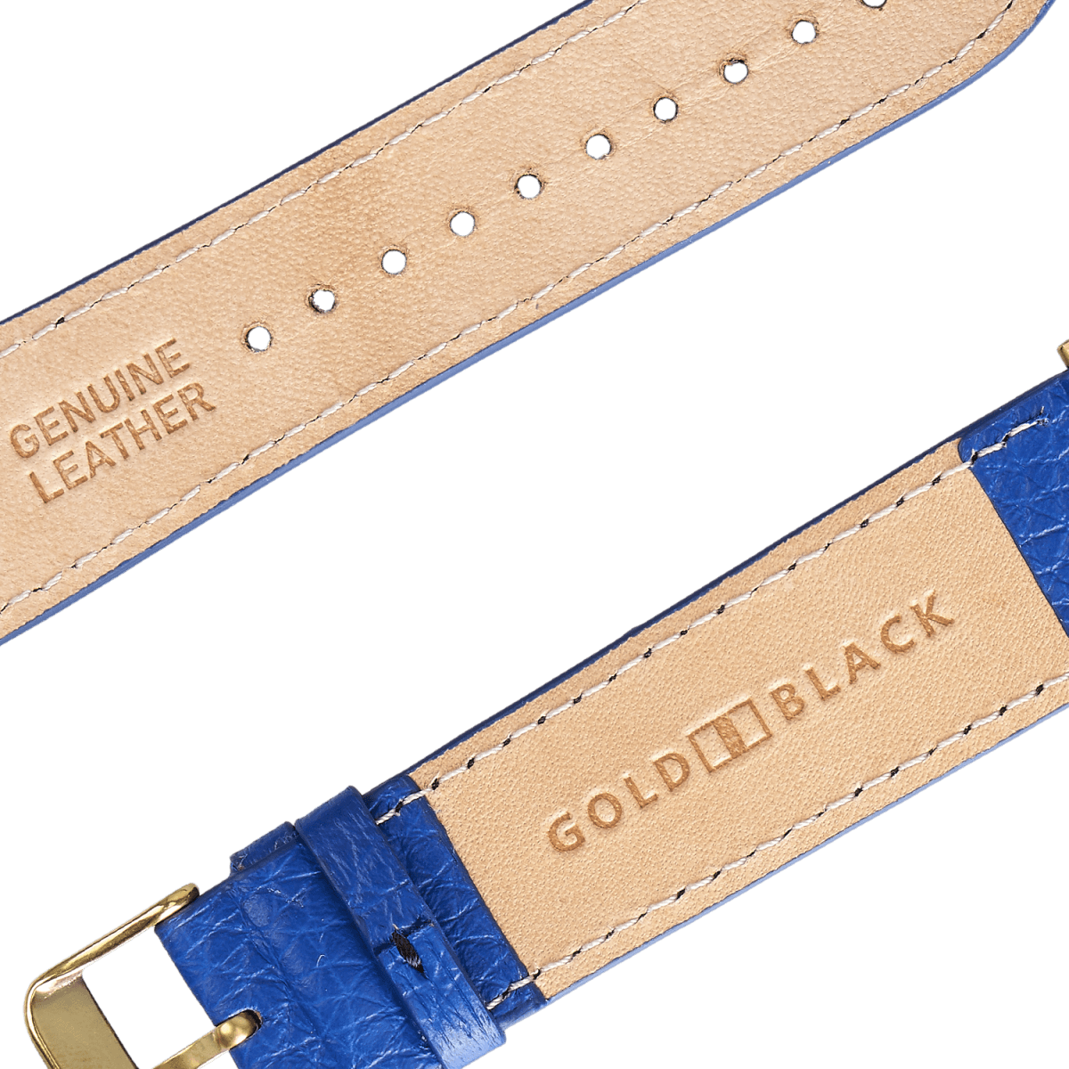 Apple Watch Leder Armband Nappa blau (Adapter gold) - GOLDBLACKpremium