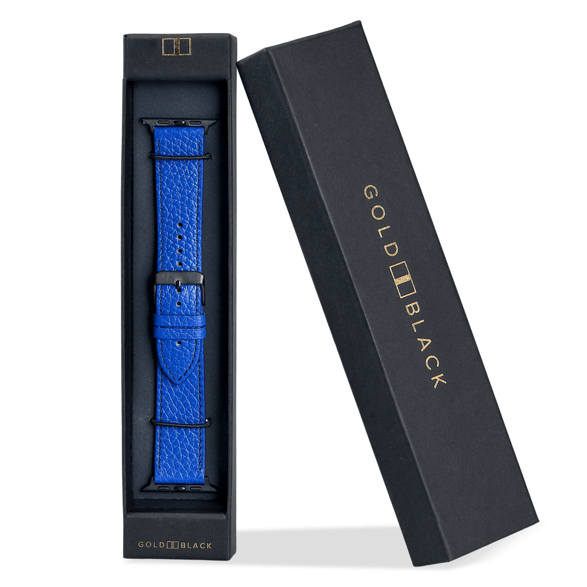 Apple Watch Leder Armband Nappa blau (Adapter schwarz) - GOLDBLACKpremium