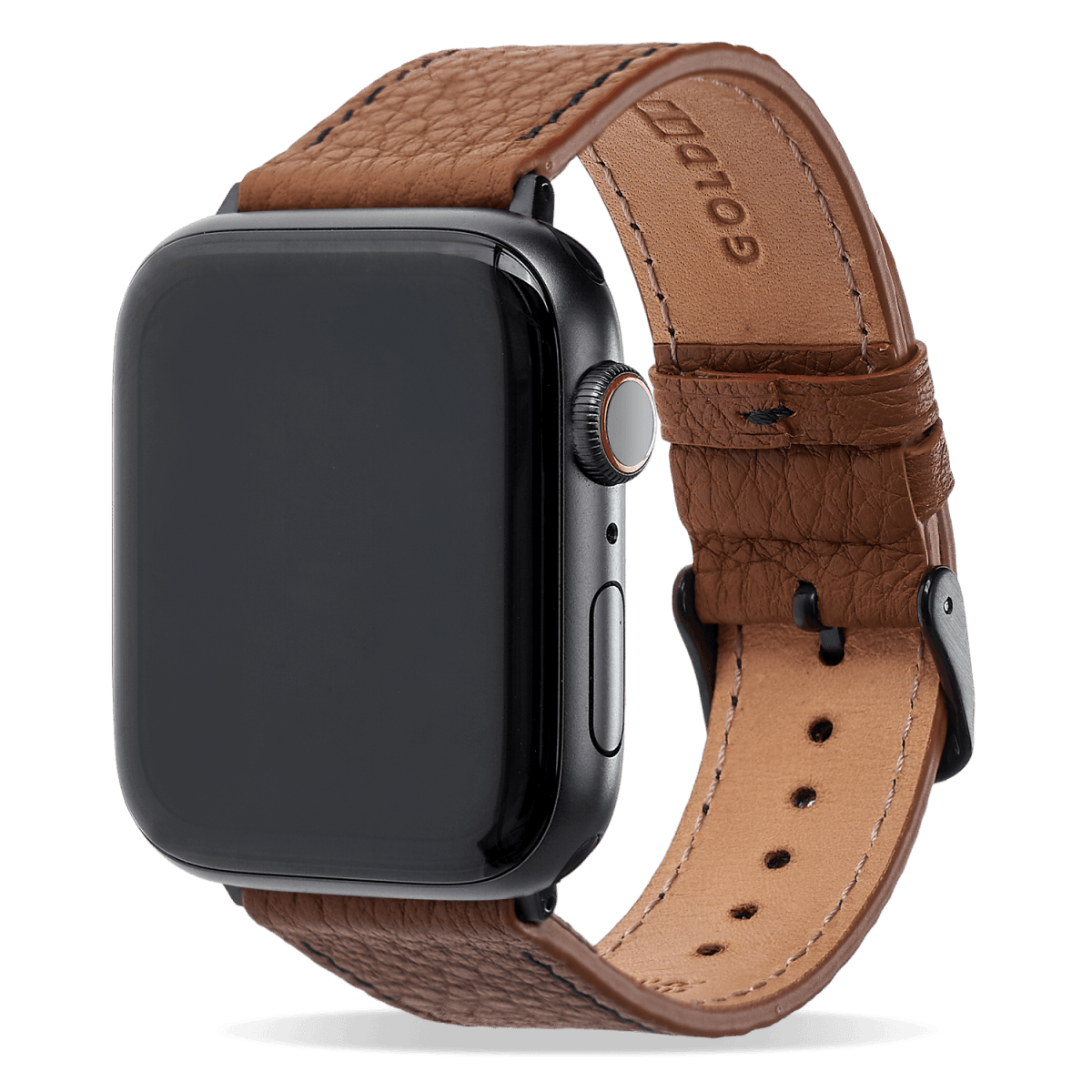 Apple Watch Leder Armband Nappa braun (Adapter schwarz) - GOLDBLACKpremium