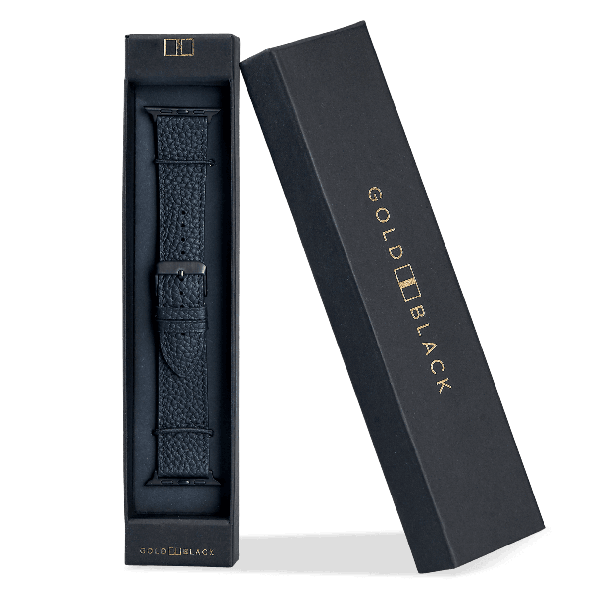 Apple Watch Leder Armband Nappa schwarz (Adapter schwarz) - GOLDBLACKpremium
