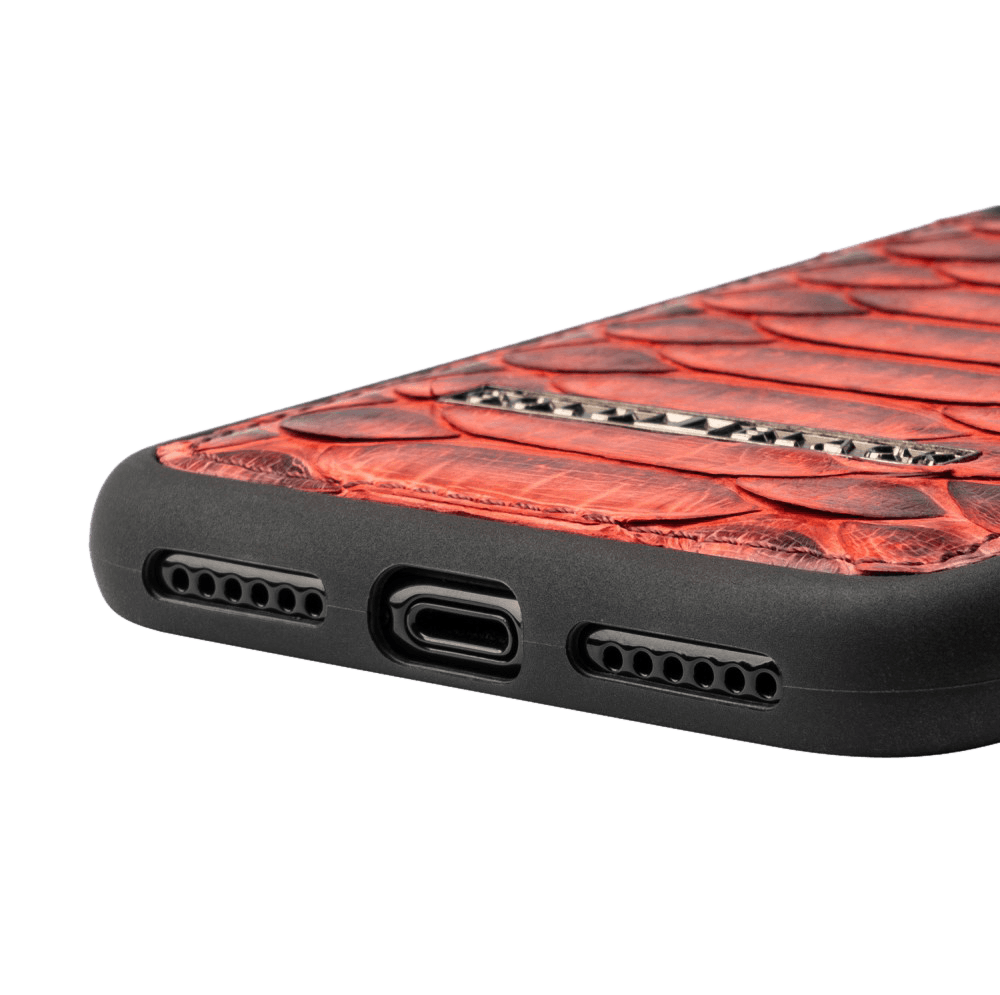 iPHONE 11 PRO LEDERHÜLLE PYTHON DUNKELROT - GOLDBLACKpremium