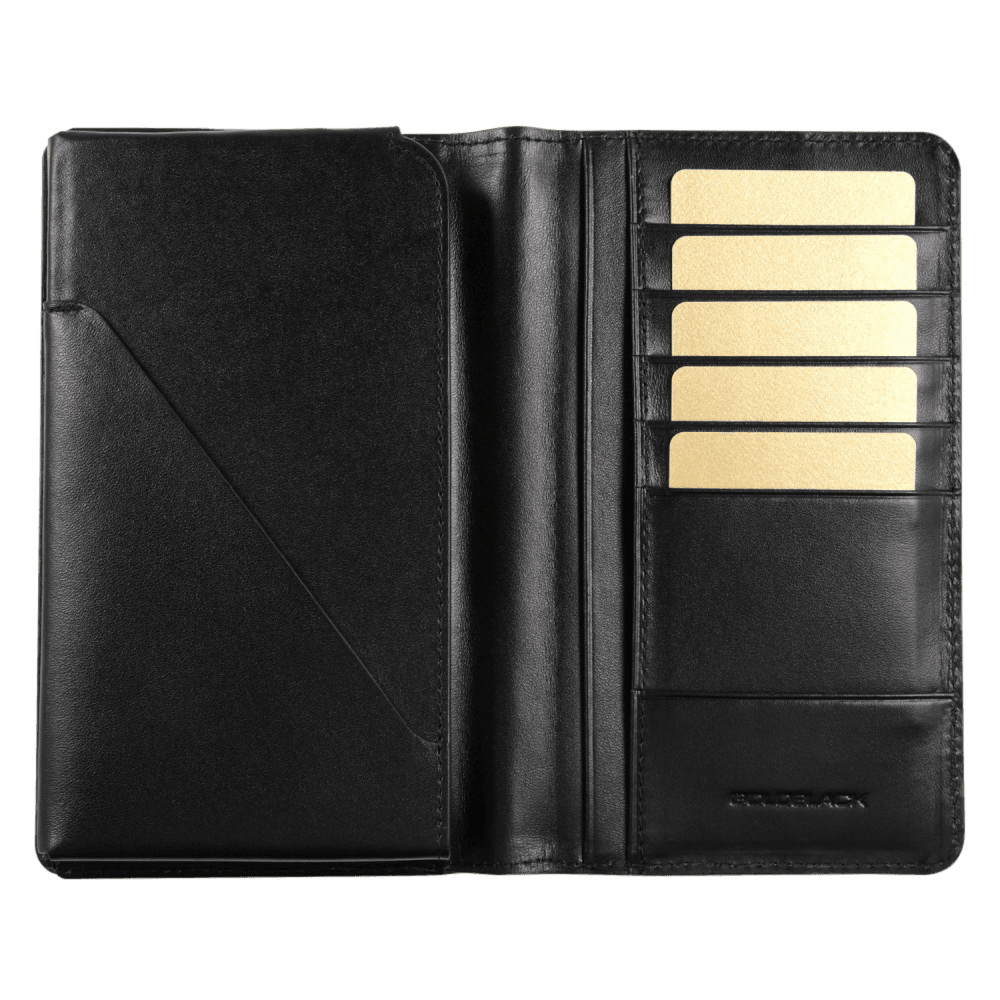 Billion Geldbörse mit Handyfach aus Leder Grip Design Schwarz - GOLDBLACKpremium