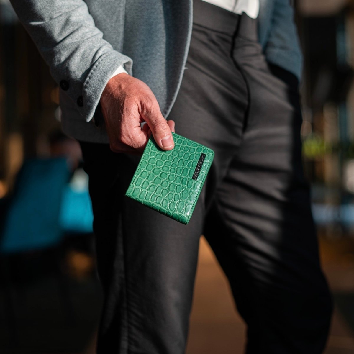 Geldbörse GM Krokodilleder grün - GOLDBLACKpremium