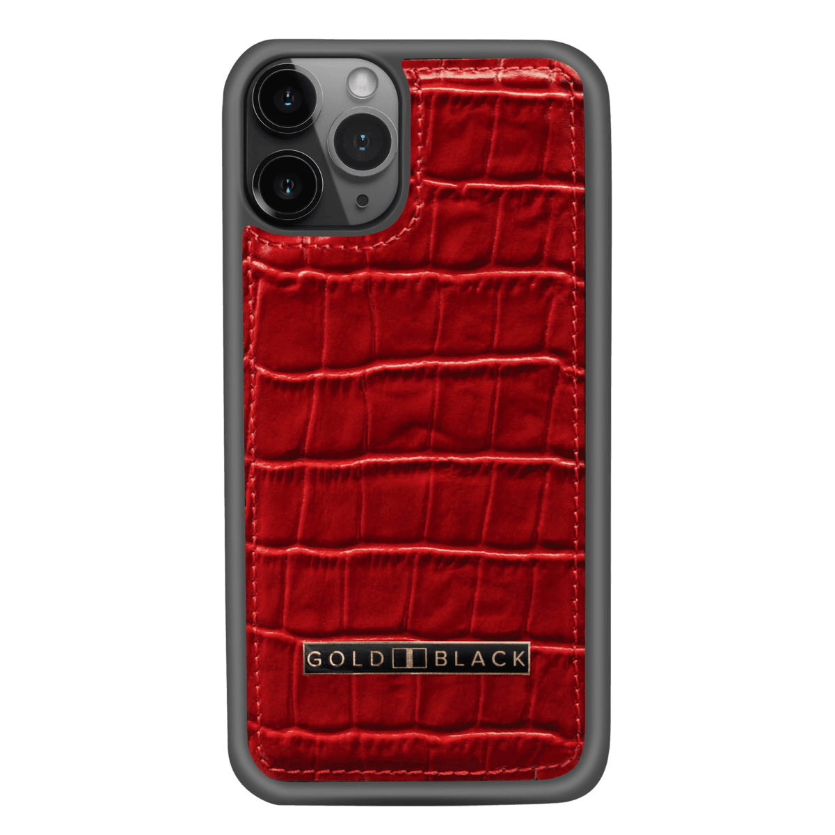 iPhone 11 Pro Lederhülle KROKO-PRÄGUNG Rot - GOLDBLACKpremium