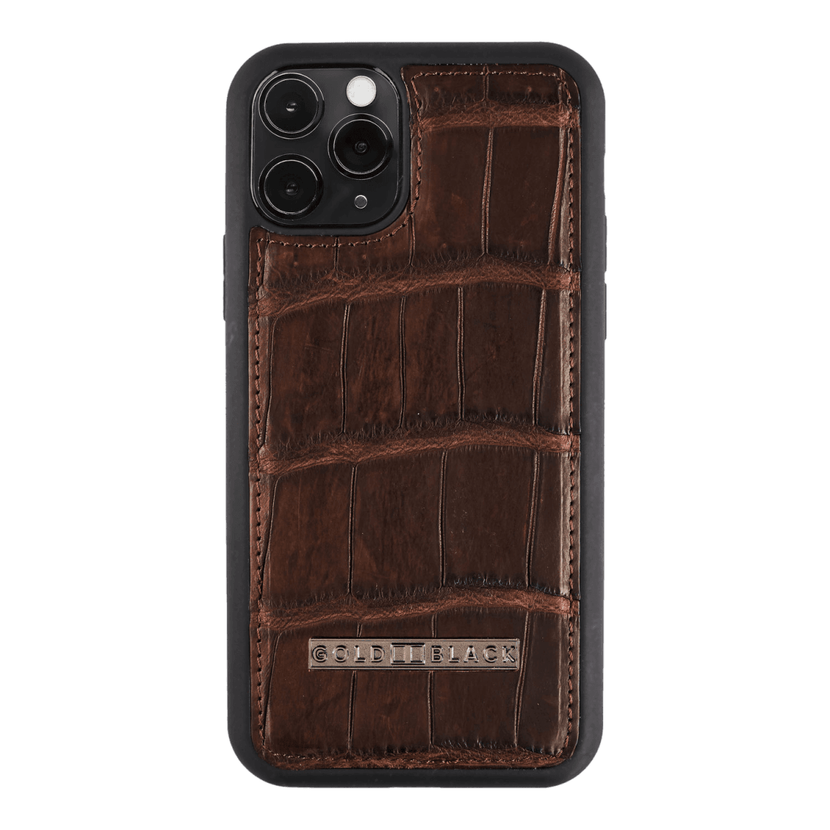 iPhone 11 Pro Lederhülle Crocodile Braun - GOLDBLACKpremium