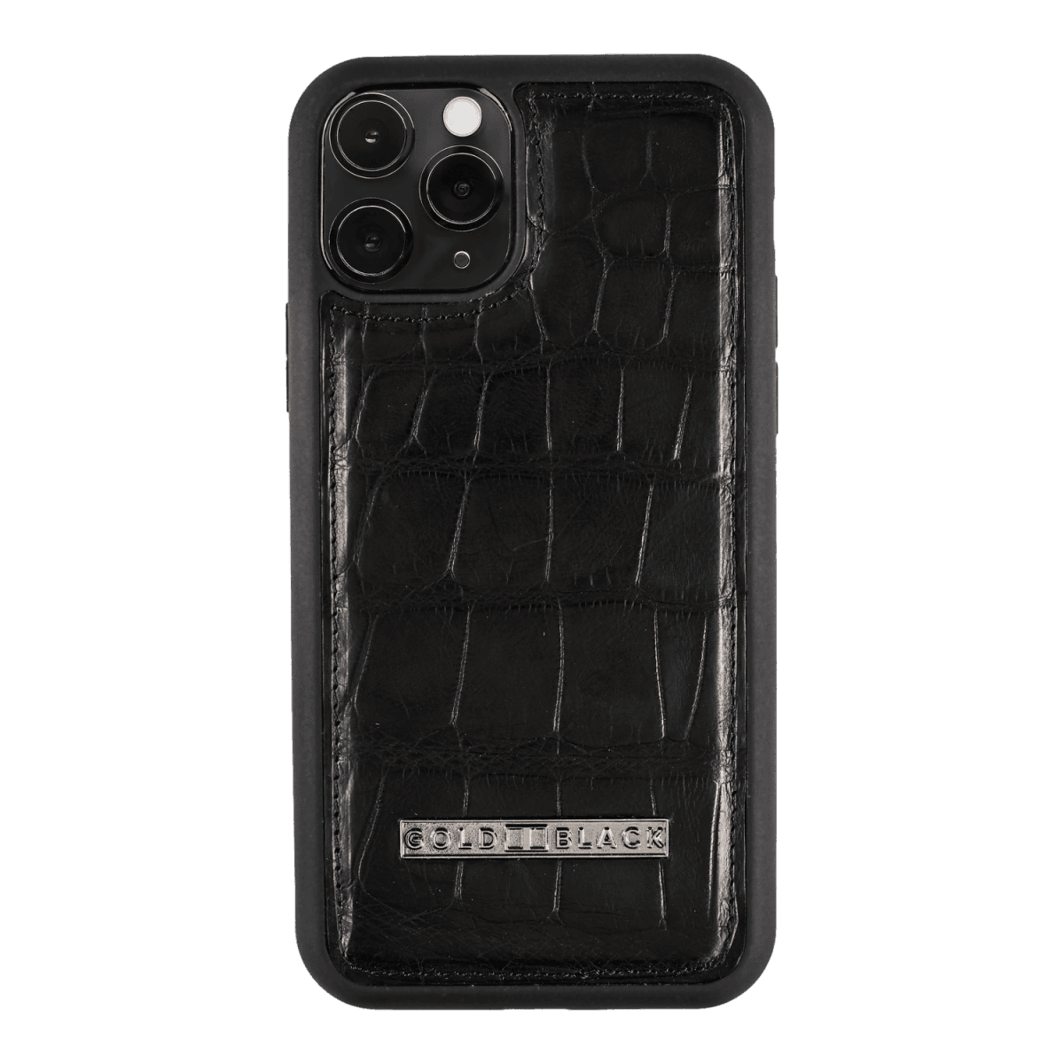 iPhone 11 Pro Lederhülle Krokodilleder Schwarz - GOLDBLACKpremium