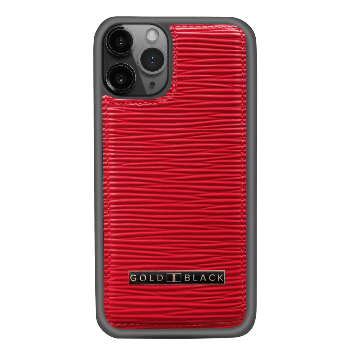 iPHONE 11 PRO LEDERHÜLLE UNICO-Prägung ROT - GOLDBLACKpremium