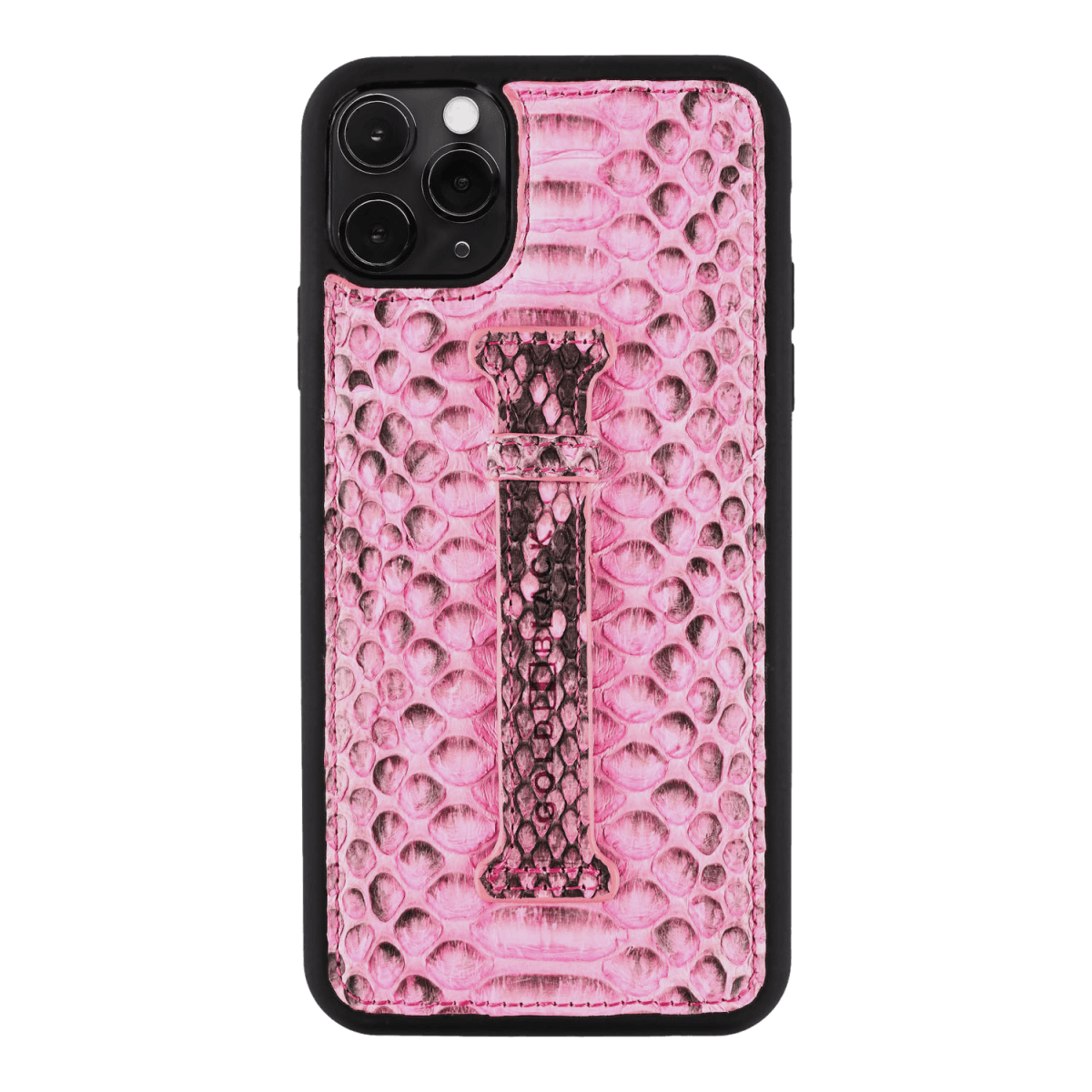 iPhone 11 Pro Max Lederhülle mit Fingerschlaufe Python Pink - GOLDBLACKpremium