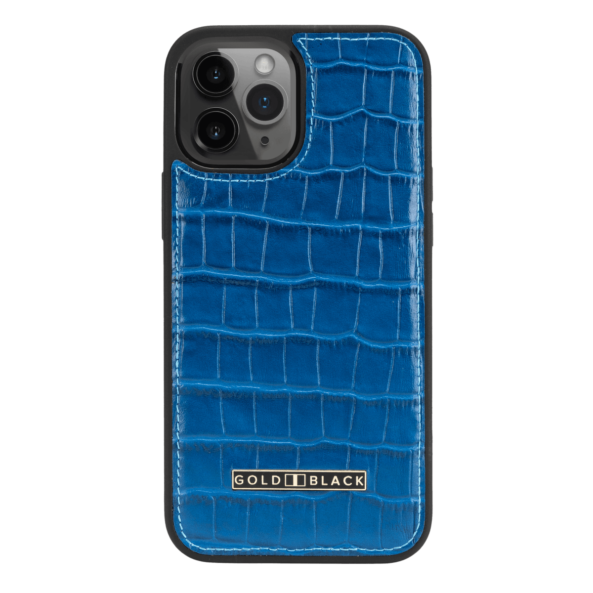 iPhone 12 Pro Max Lederhülle Croco Blau - GOLDBLACKpremium