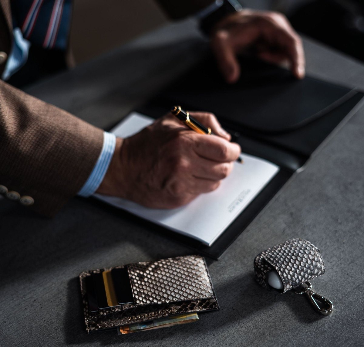 Royal Kartenetui Pythonleder Natural - GOLDBLACKpremium