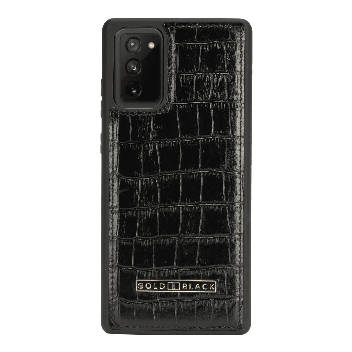 Samsung Note 20 Lederhülle Croco Schwarz - GOLDBLACKpremium